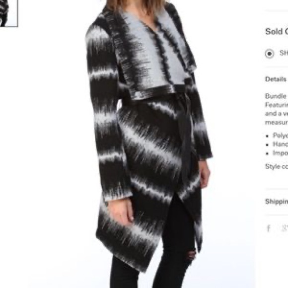 Vintage early 2010s, Cozy Part Wool BB Dakota Jacquard Wrap Coat, Size small - Picture 9 of 11